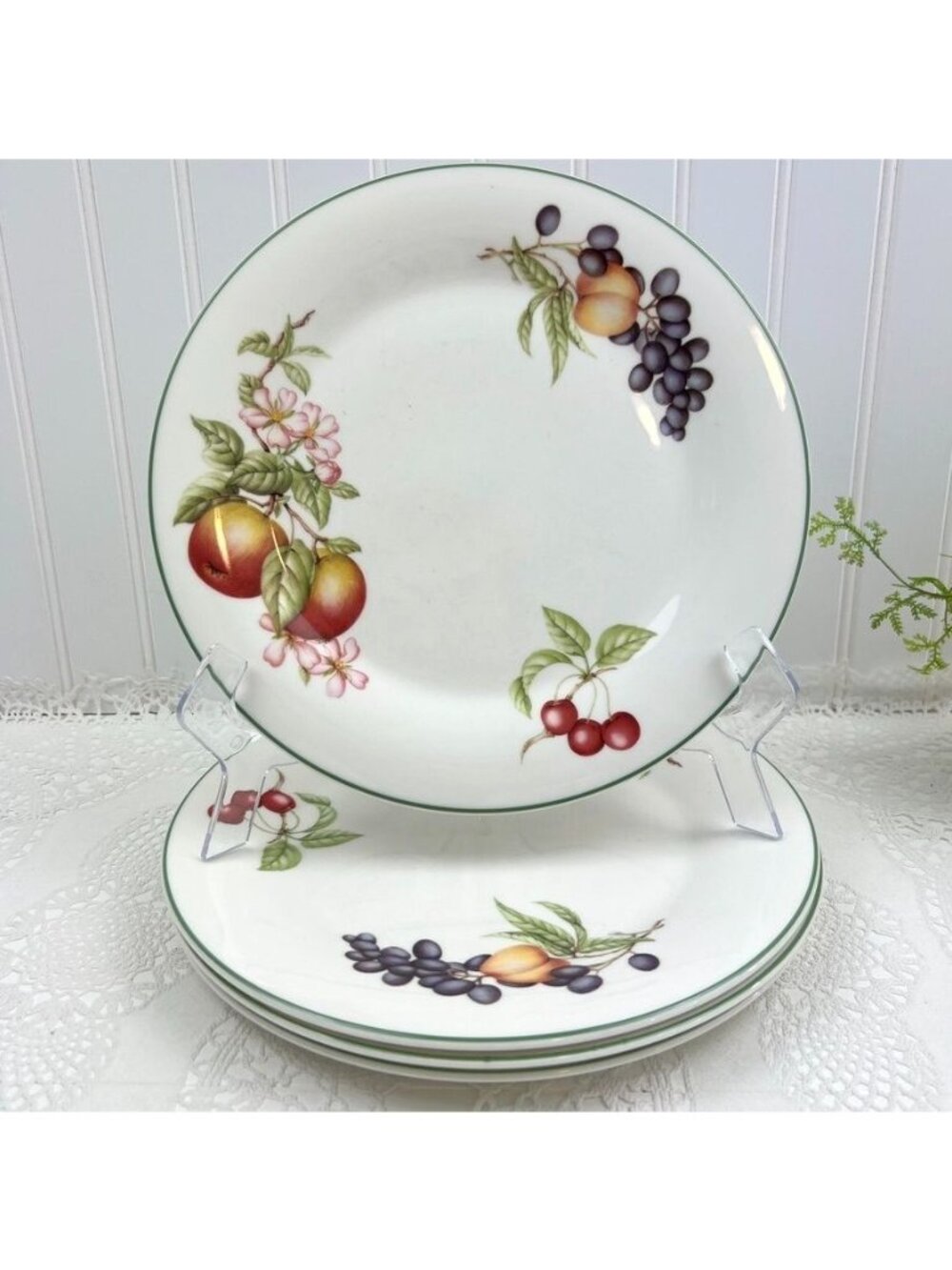 Royal Doulton China 4 Ashberry Dinner Plates 10.5" Fruit England White - Picture 2 of 12